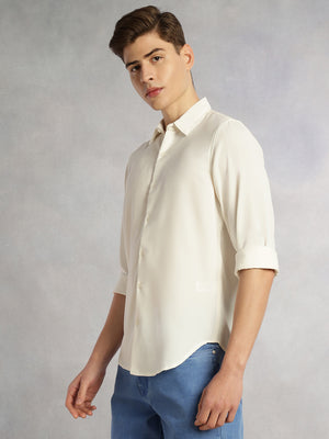 Blue Regular Fit Long Sleeves Cutaway Collar 100% Cotton Filafil Formal Shirt For Men