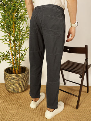 Thomas Scott Men Cement Smart Regular Fit Mid-Rise Solid Cotton Woven Trouser
