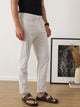 White Smart Optical Regular Fit Mid-Rise Solid Woven Cotton Linen Trouser For Men