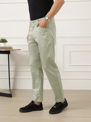 Mint Smart Easy Wash Regular Fit Mid-Rise Solid Woven Chinos Trouser For Men