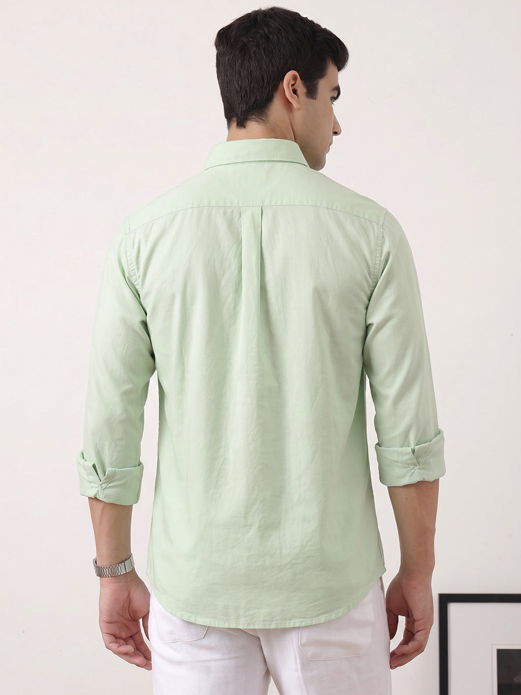 Pista Premium Slim Fit Long Sleeves Spread Collar Solid Cotton Oxford Casual Shirt For Men