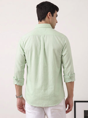 Pista Premium Slim Fit Long Sleeves Spread Collar Solid Cotton Oxford Casual Shirt For Men