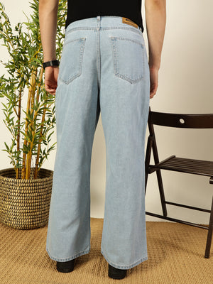 Blue Classic Bootcut Fit Clean Look Non Stretchable Jeans For Men