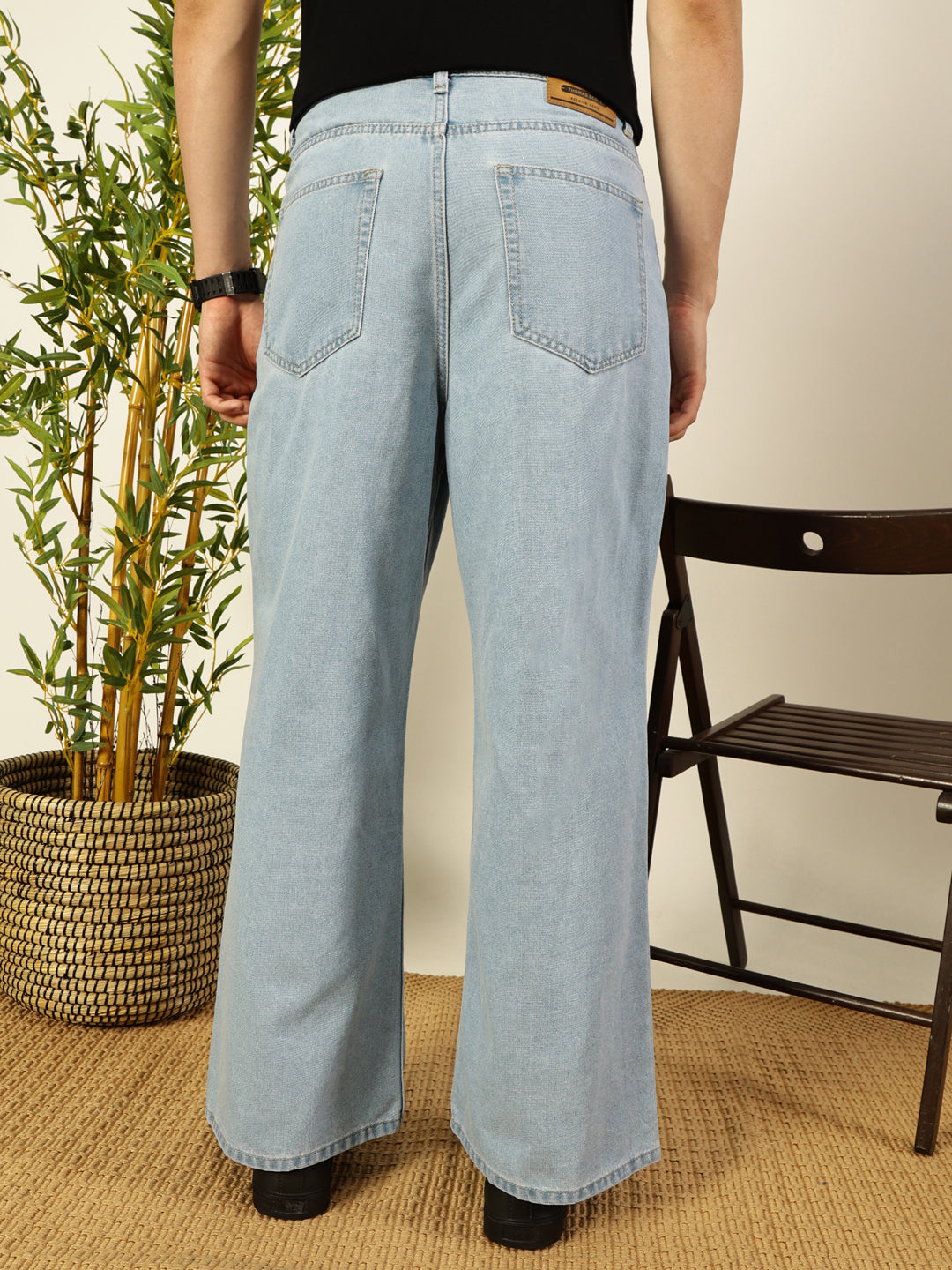 Blue Classic Bootcut Fit Clean Look Non Stretchable Jeans For Men