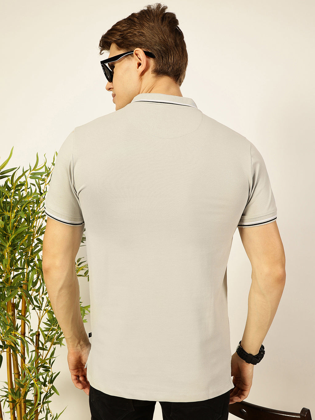 Thomas Scott Men Grey Regular Fit Polo Tshirt - S