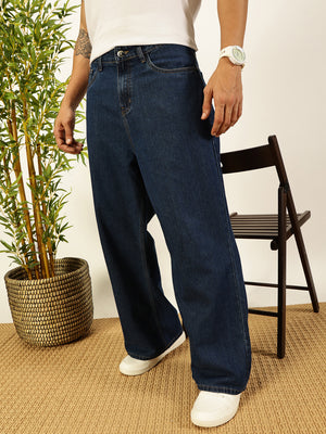 Blue Smart Bootcut Fit Clean Look Non Stretchable Jeans For Men