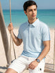 Thomas Scott Men Sky Blue Regular Fit Short Sleeves Viscose Rayon Solid Knitted Polo Collar Performance Tshirt