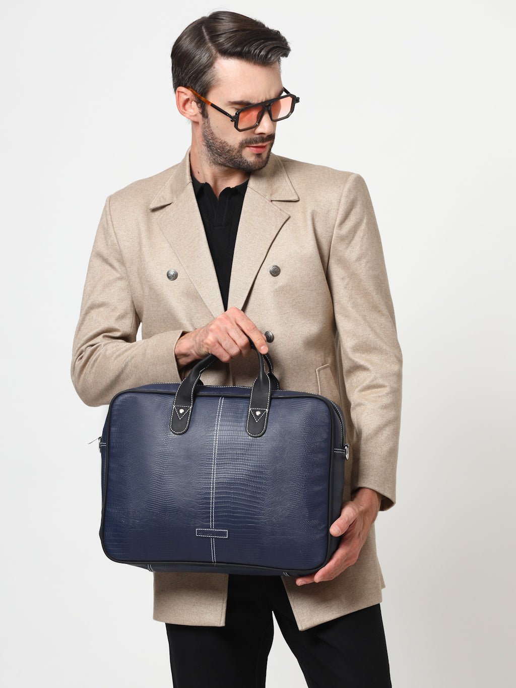 Thomas Scott Men Textured PU Laptop Bag
