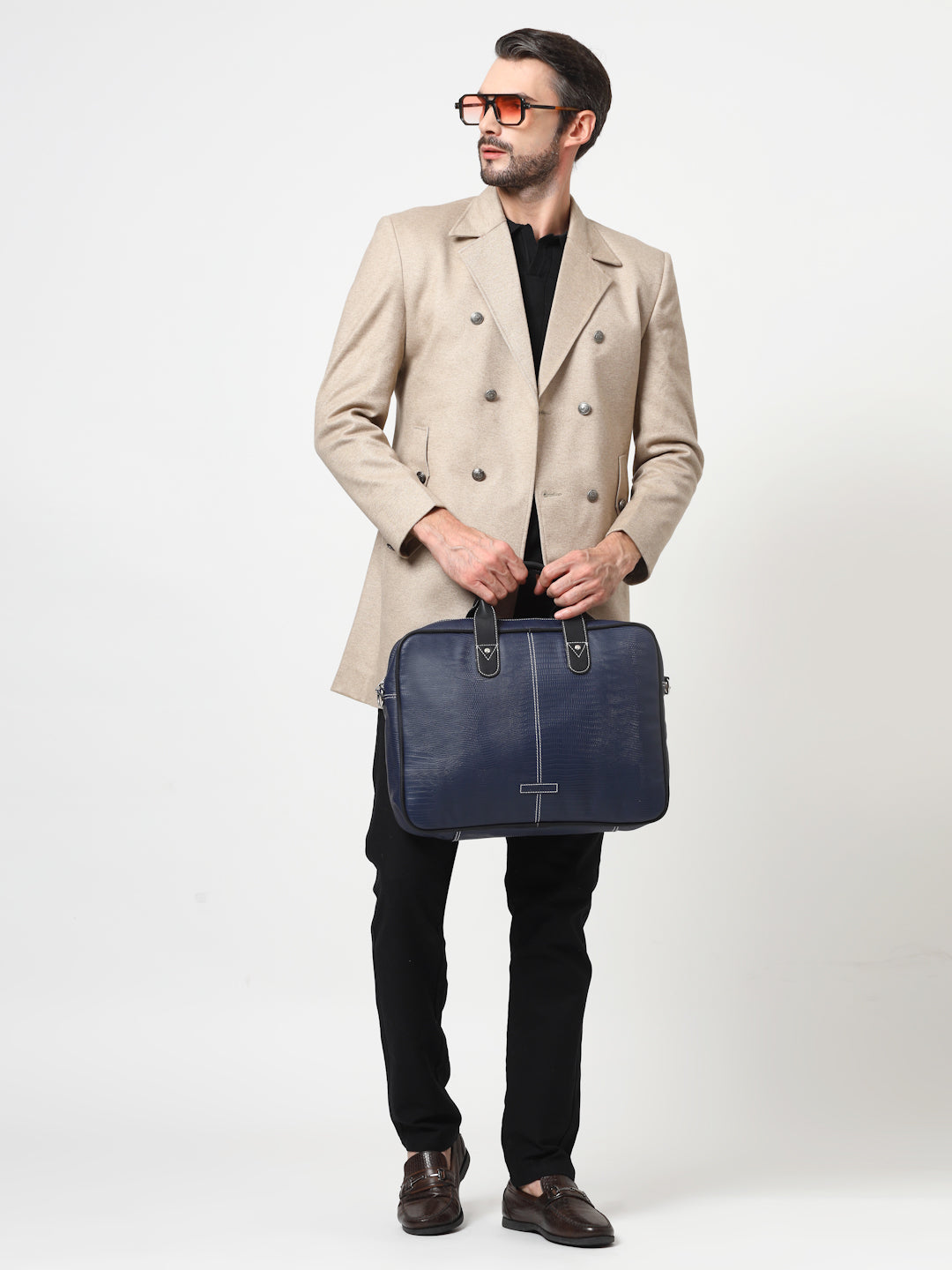 Thomas Scott Men Textured PU Laptop Bag