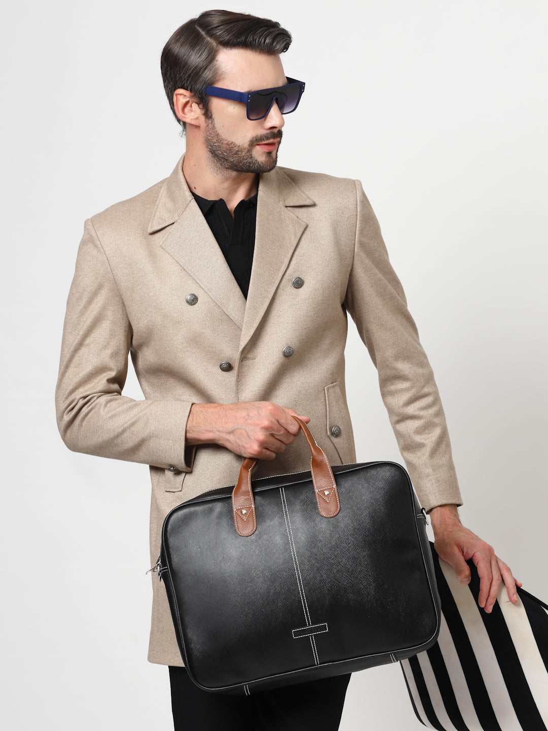 Thomas Scott Men Textured PU Laptop Bag