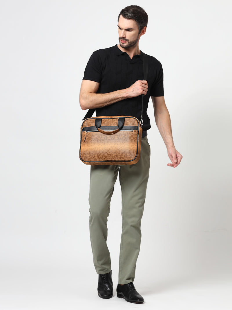 Thomas Scott Men Textured PU Laptop Bag