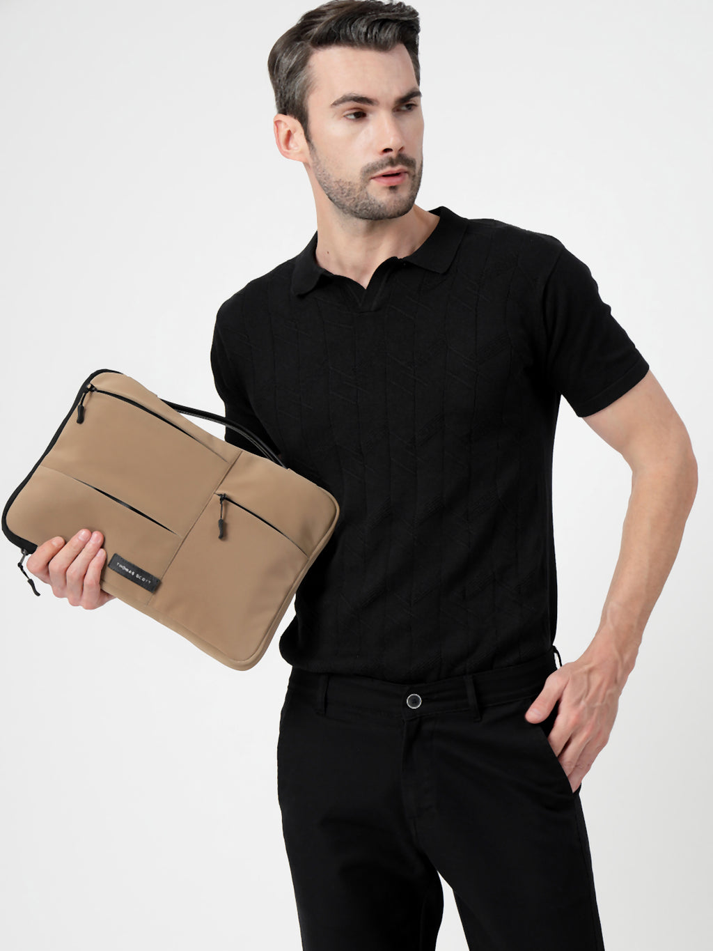 Thomas Scott Men Textured Laptop Sleeve