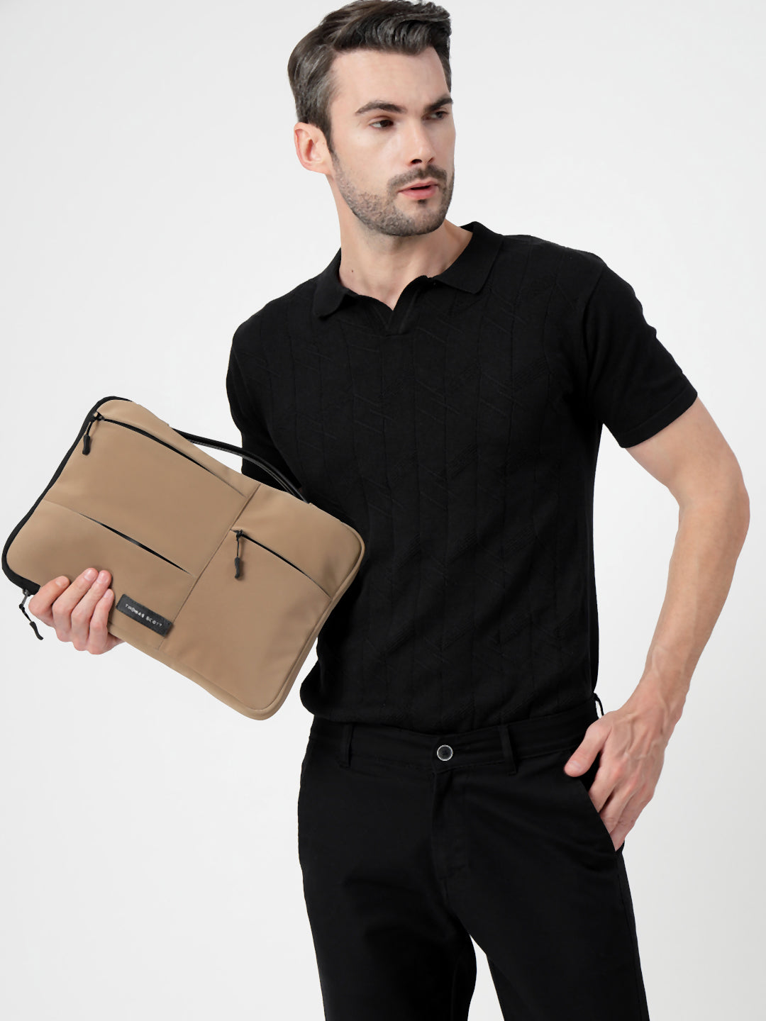 Thomas Scott Men Textured Laptop Sleeve