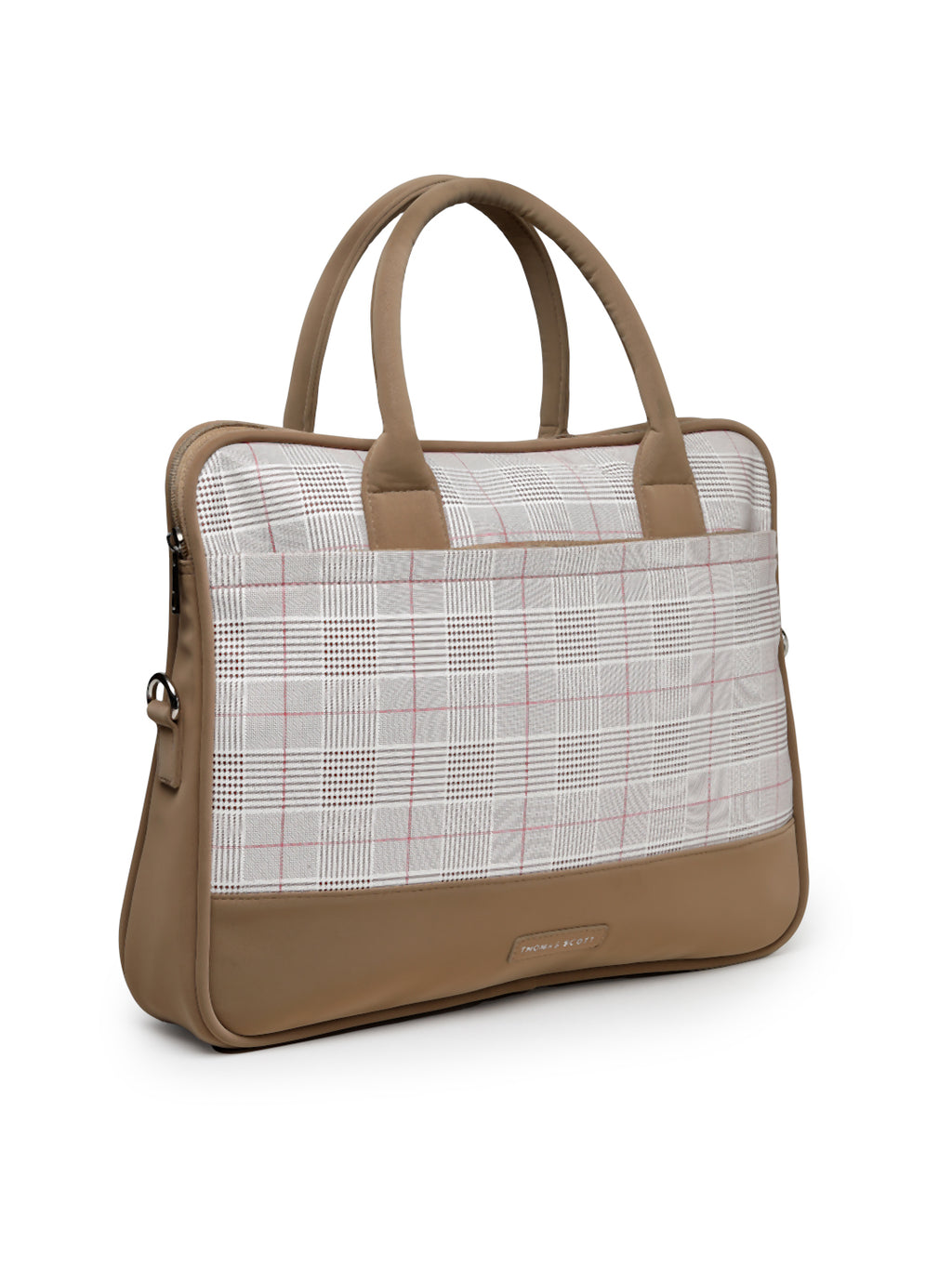 Thomas Scott Men Checked PU Laptop Bag