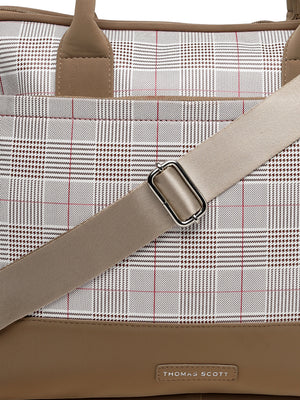 Thomas Scott Men Checked PU Laptop Bag
