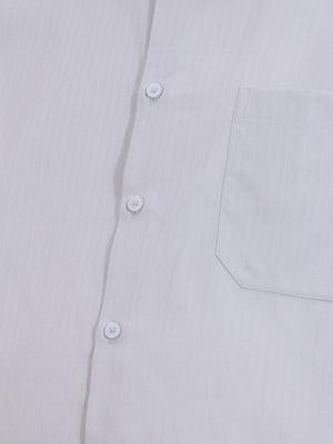 Thomas Scott Men Premium Grey Plus Size Regular Fit Long Sleeves Spread Collar Textured Cotton Formal Shirt