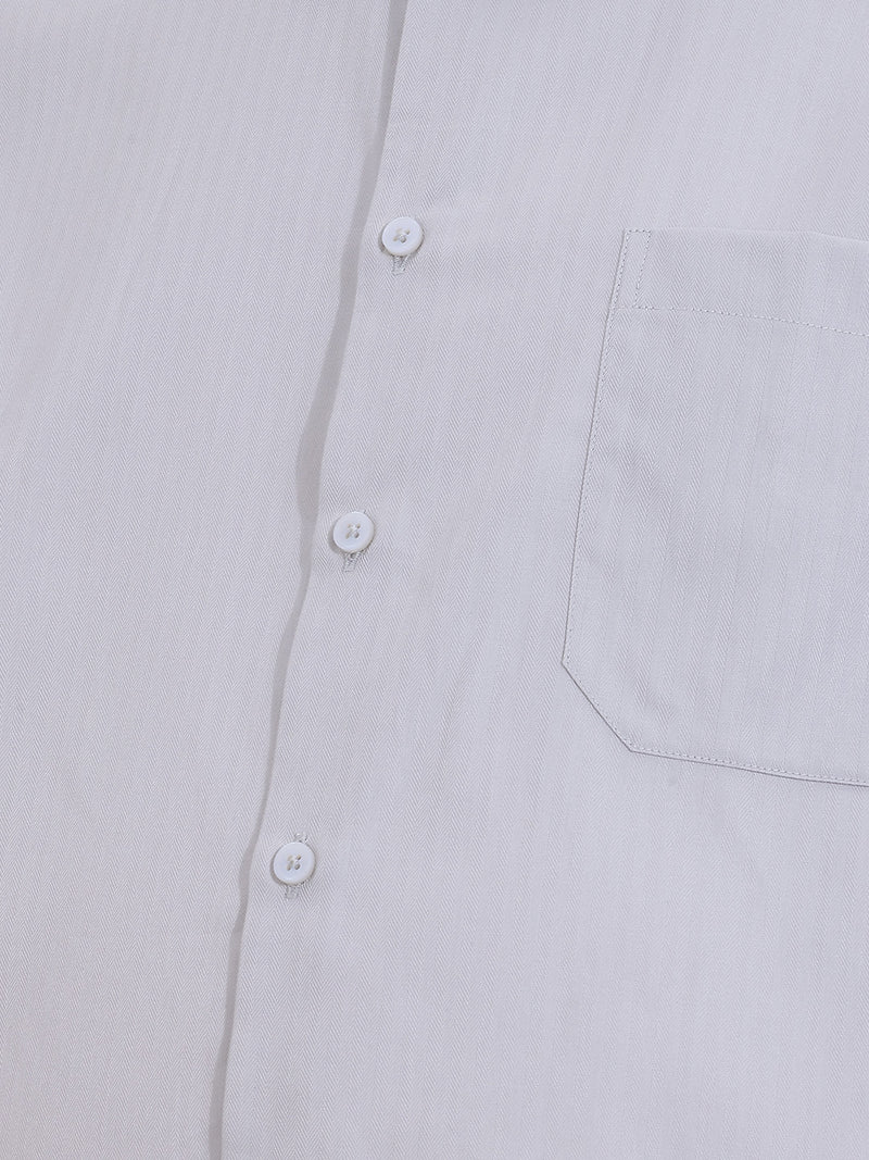 Thomas Scott Men Premium Grey Plus Size Regular Fit Long Sleeves Spread Collar Textured Cotton Formal Shirt