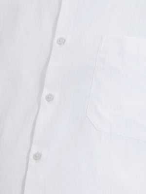 White Plus Size Regular Fit Long Sleeves Spread Collar Textured Cotton Formal Shirt For Men
