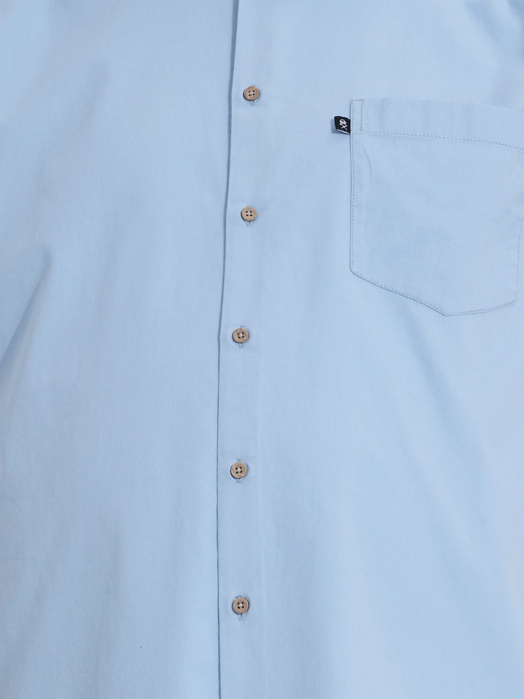 Thomas Scott Men Premium Blue Plus Size Regular Fit Short Sleeves Spread Collar Solid Twill Casual Shirt