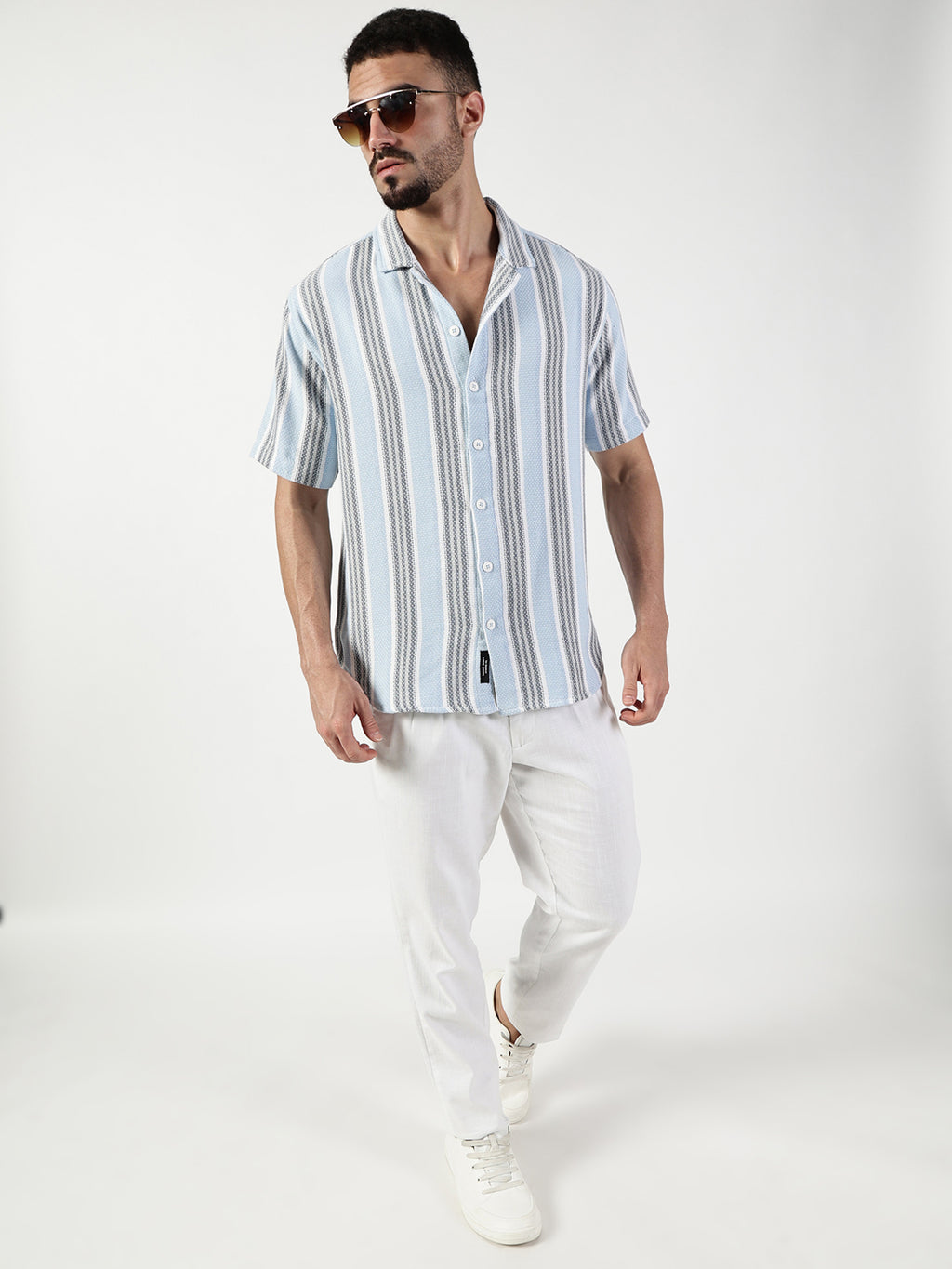 Thomas Scott Men Premium Slim Fit Opaque Striped Casual Shirt