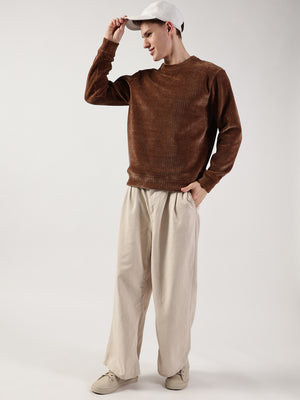 Brown Solid Anti Odour Sweatshirt