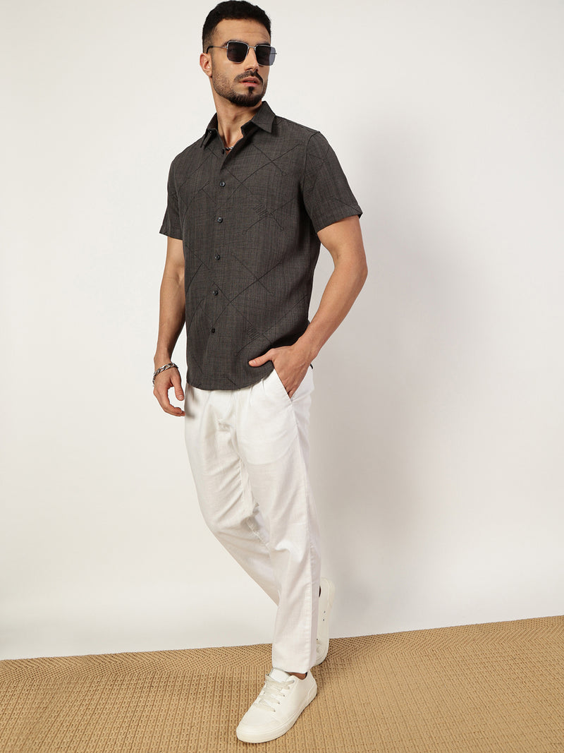 Thomas Scott Men Premium Slim Fit Opaque Casual Shirt