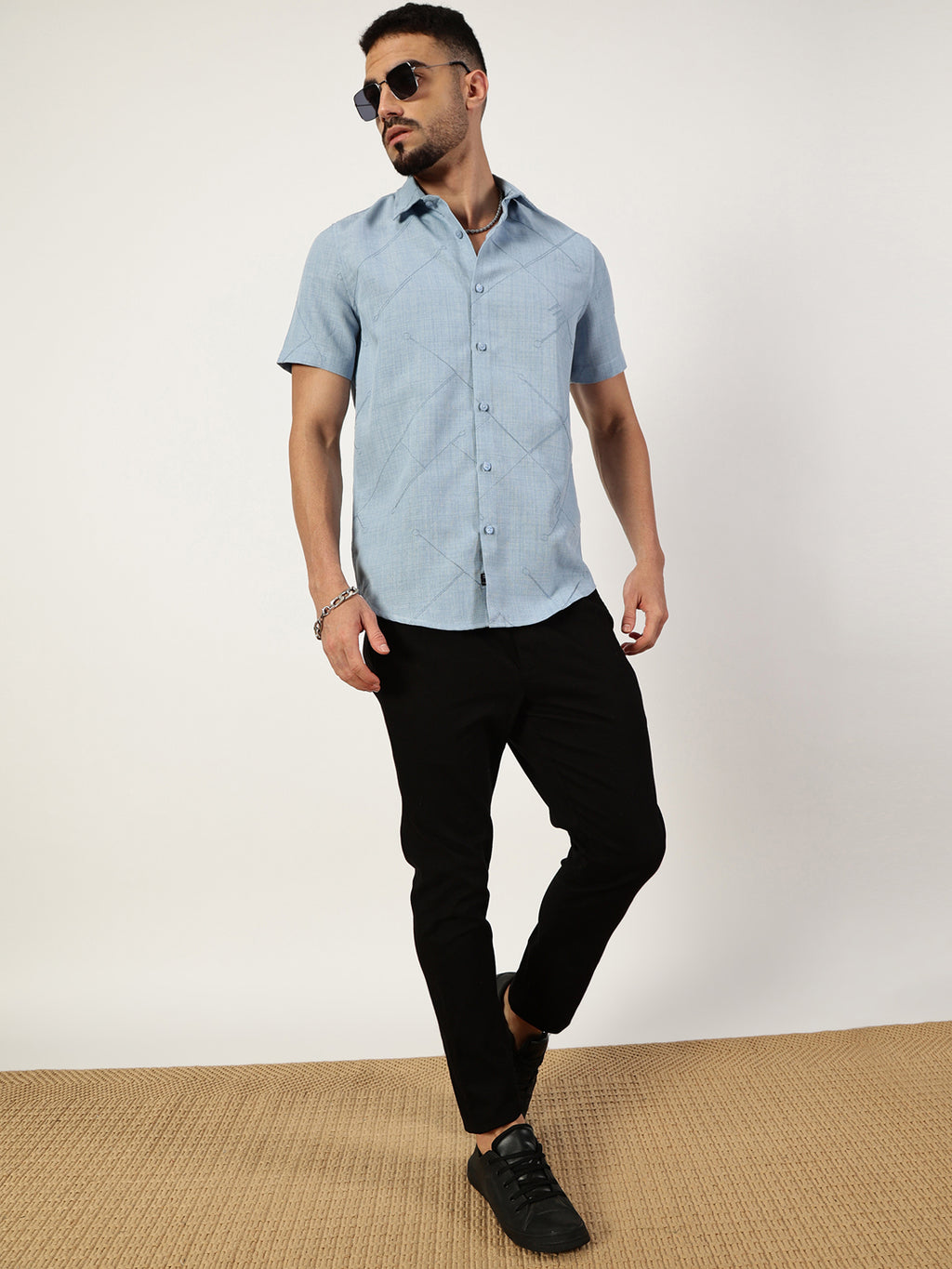Thomas Scott Men Premium Slim Fit Opaque Casual Shirt