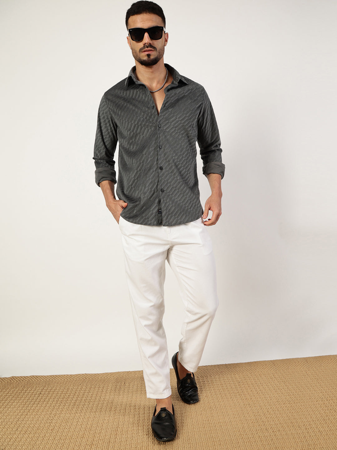 Thomas Scott Men Premium Slim Fit Opaque Casual Shirt
