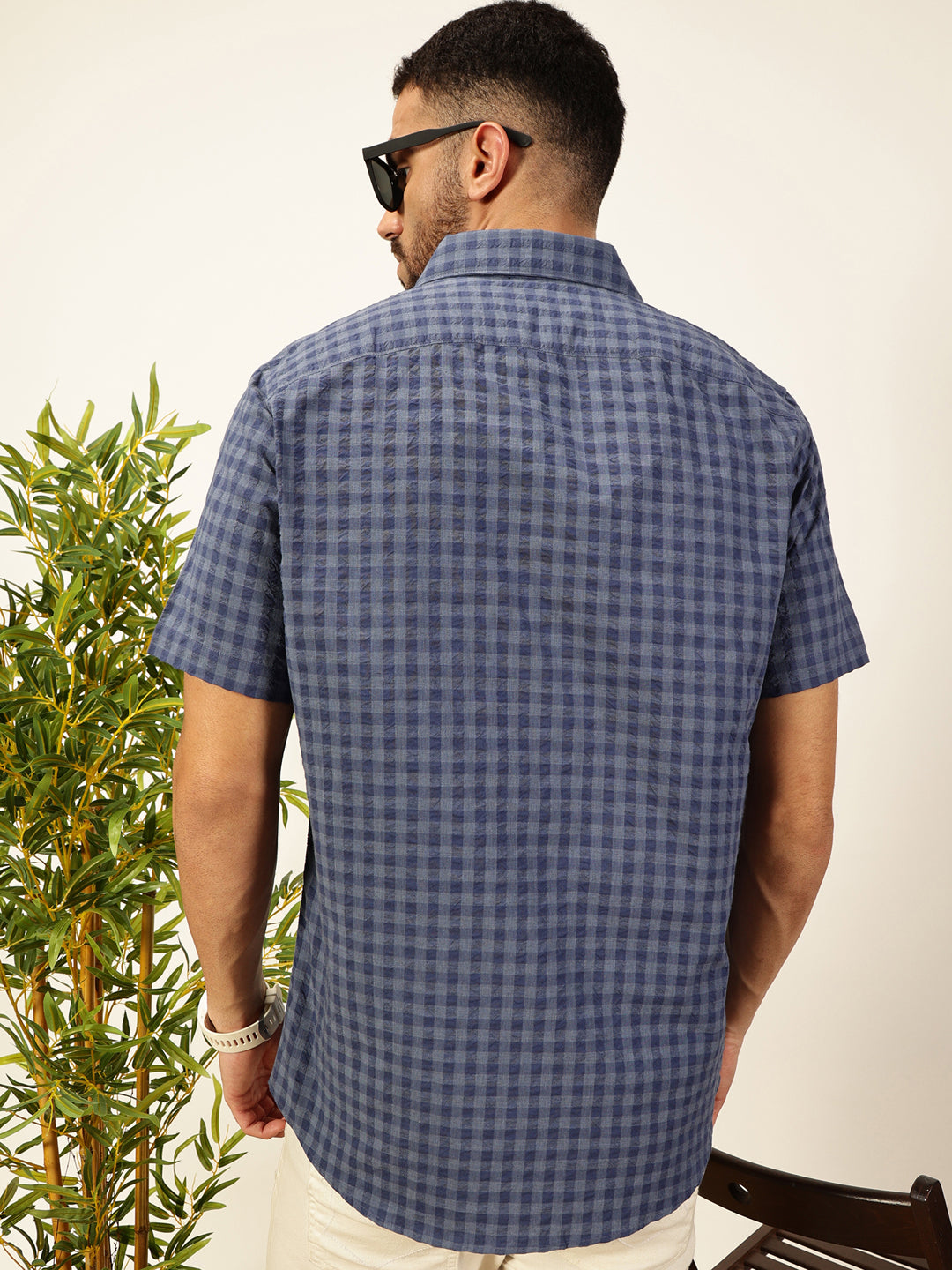 Thomas Scott Men Premium Gingham Checks Opaque Checked Casual Shirt