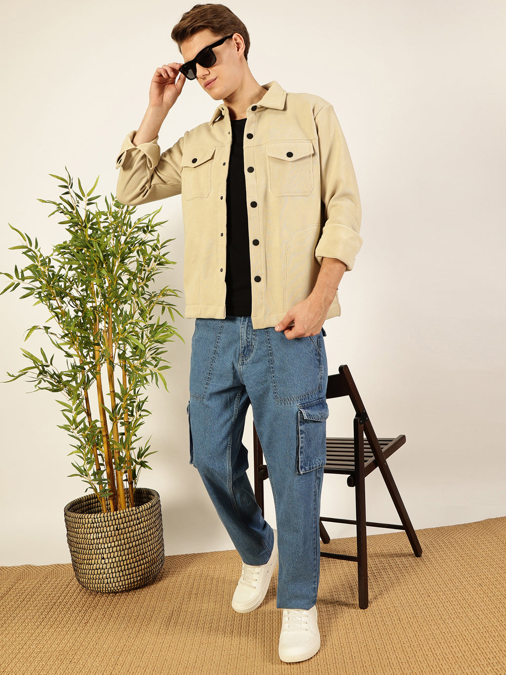 Black Spread Collar Corduroy Anti Odour Jacket