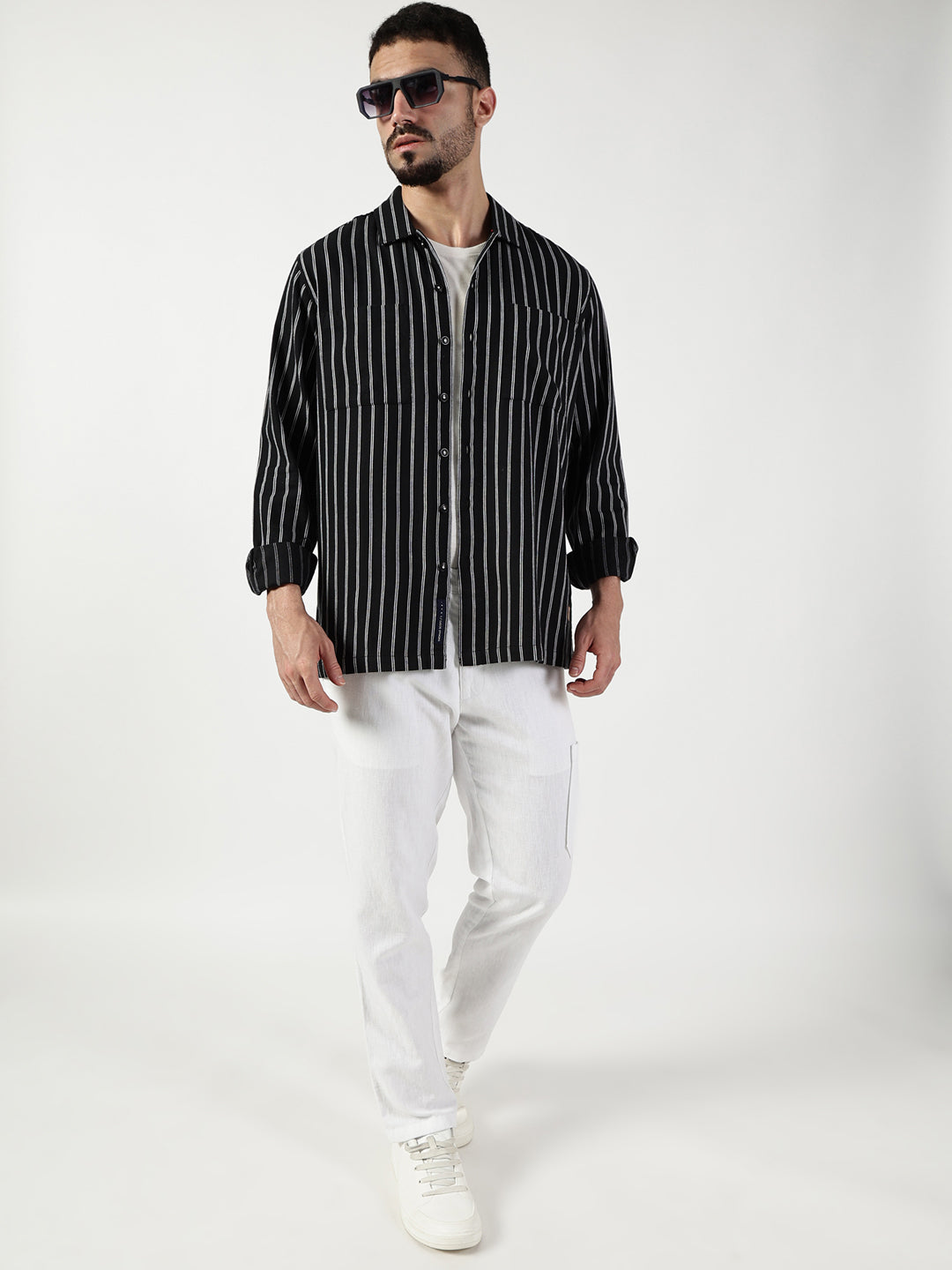 Thomas Scott Men Premium Slim Fit Opaque Striped Casual Shirt
