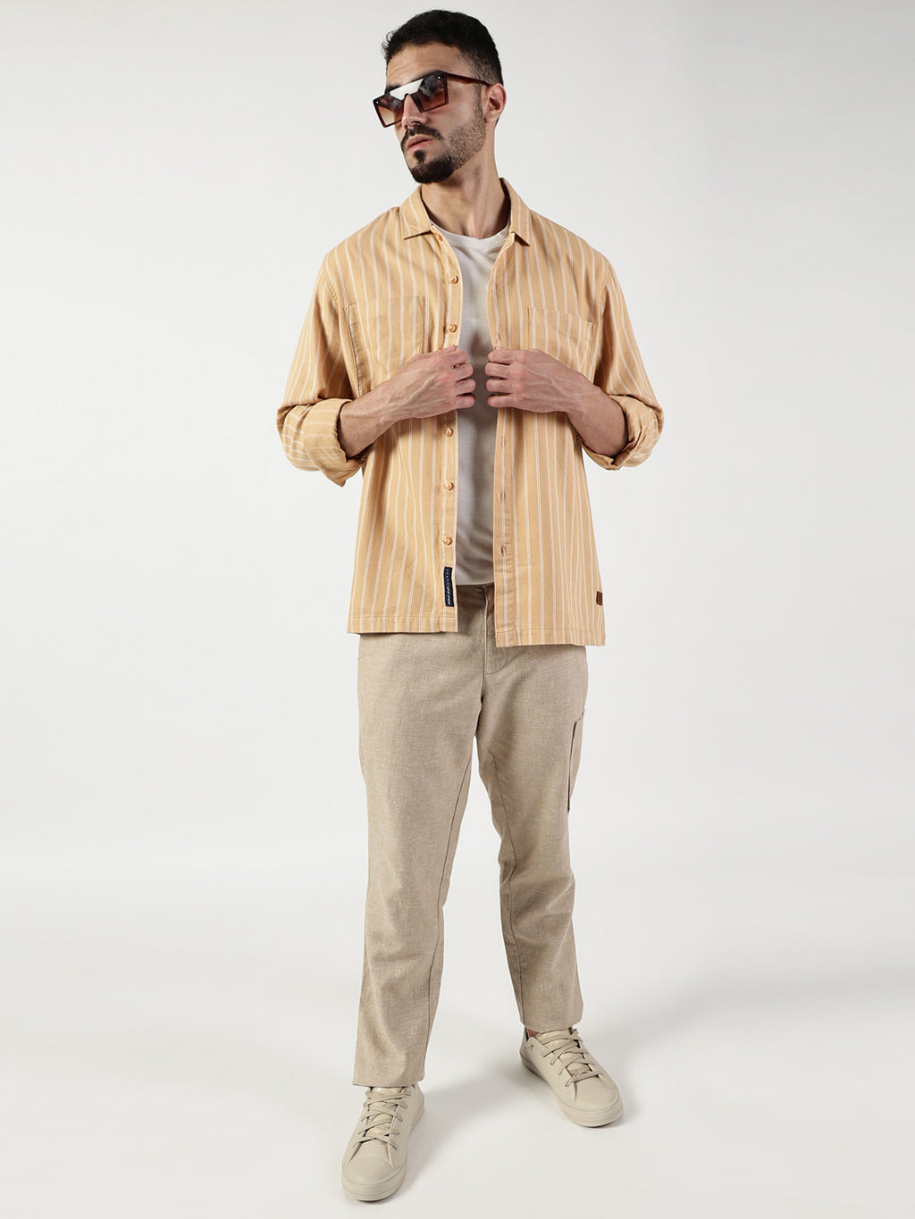 Thomas Scott Men Premium Slim Fit Opaque Striped Casual Shirt