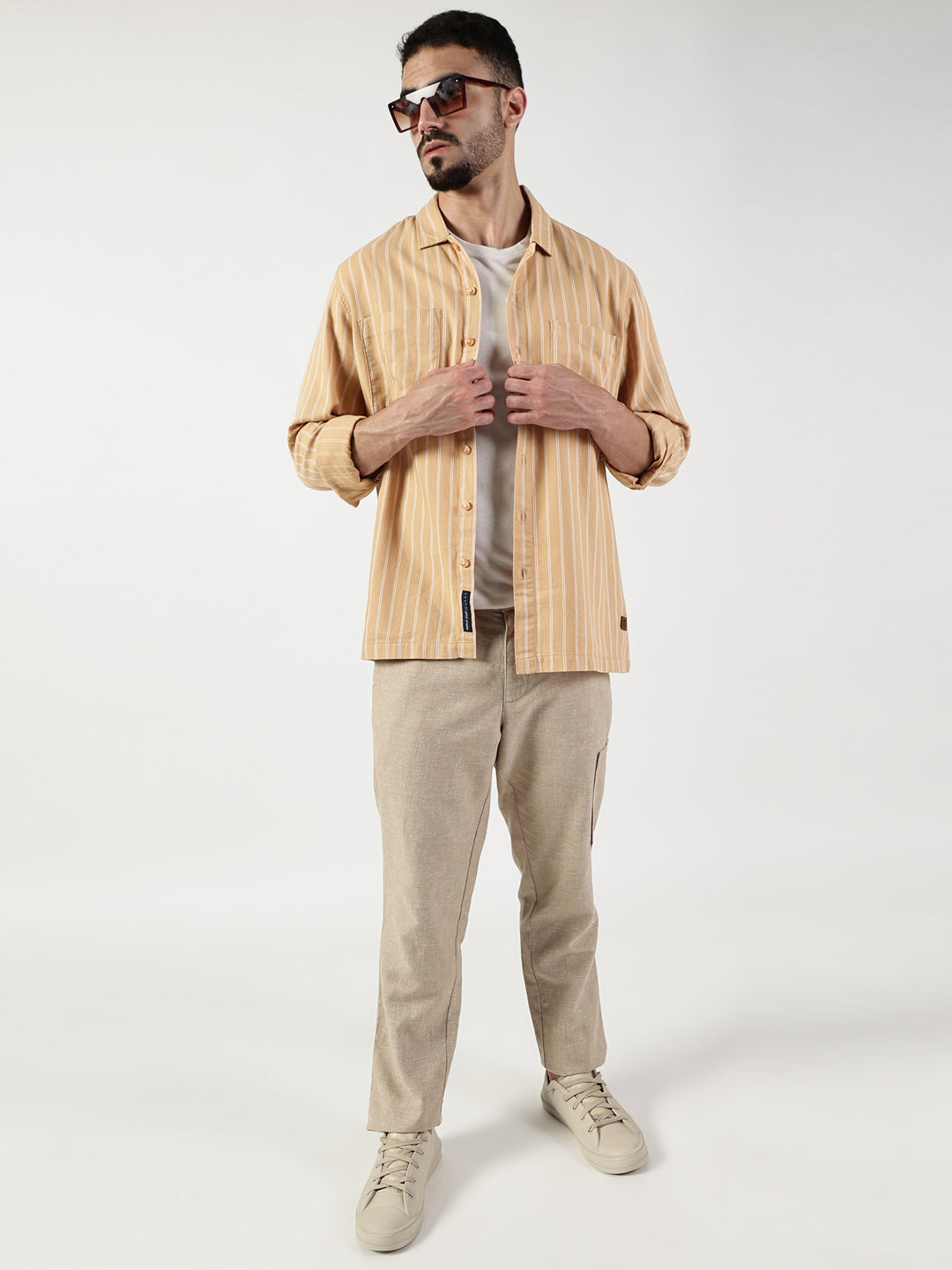 Thomas Scott Men Premium Slim Fit Opaque Striped Casual Shirt
