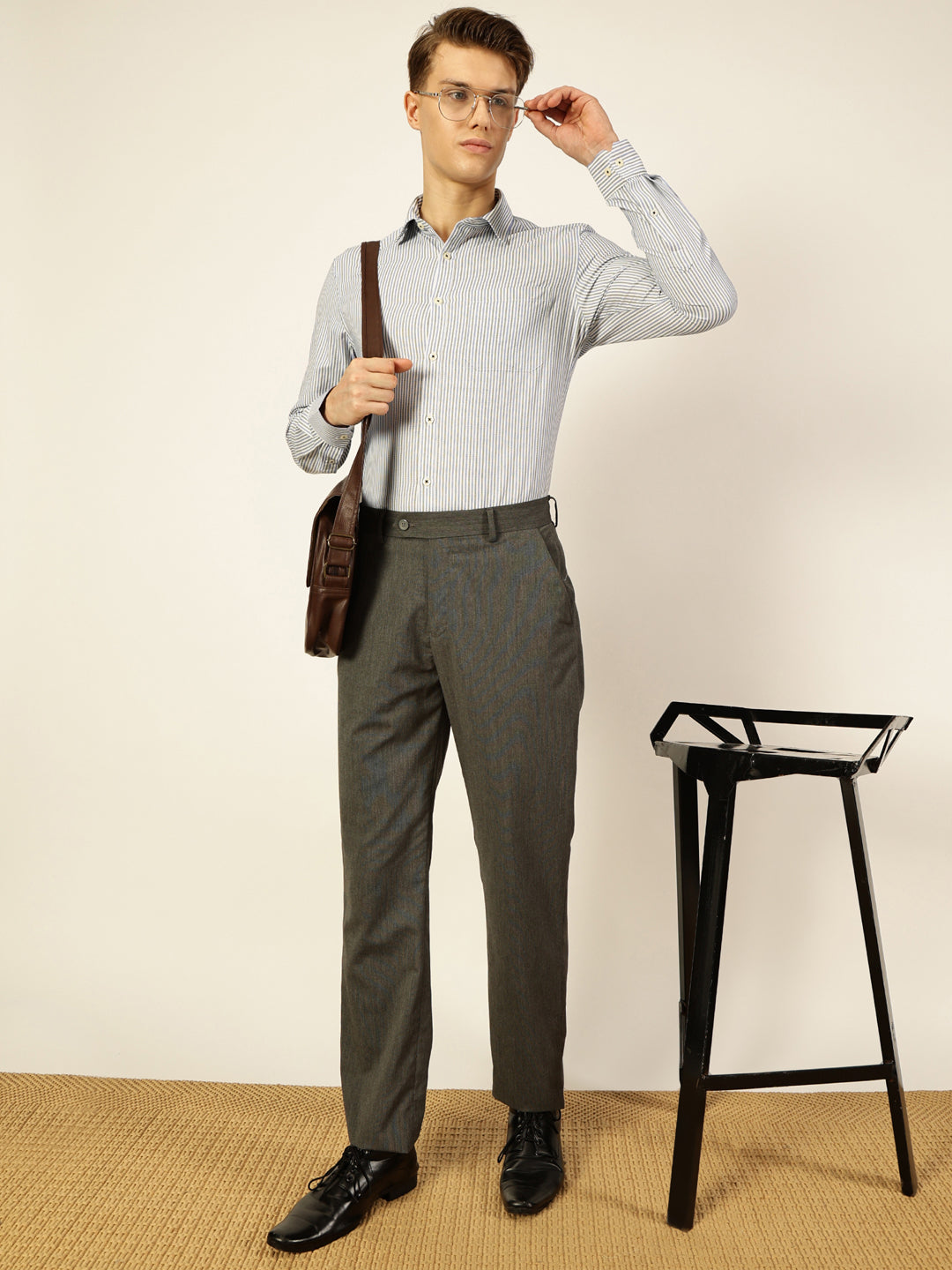 Thomas Scott Men Smart Pinstripes Opaque Striped Formal Shirt