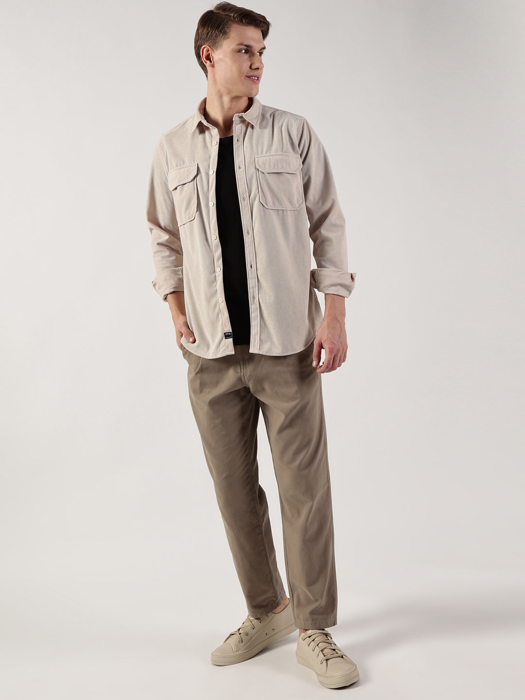 Thomas Scott Men Premium Slim Fit Opaque Corduroy Casual?Shirt