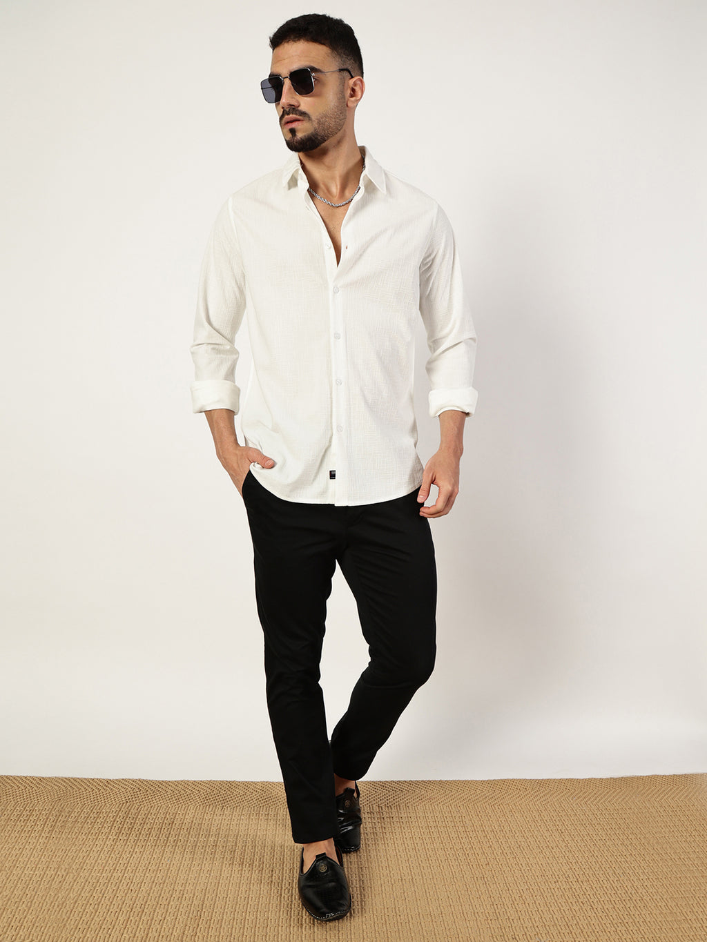 Thomas Scott Men Premium Slim Fit Opaque Casual Shirt