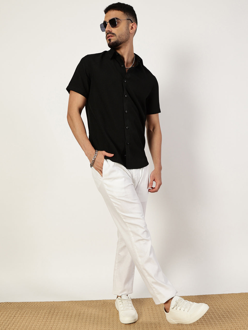 Thomas Scott Men Premium Slim Fit Opaque Casual Shirt
