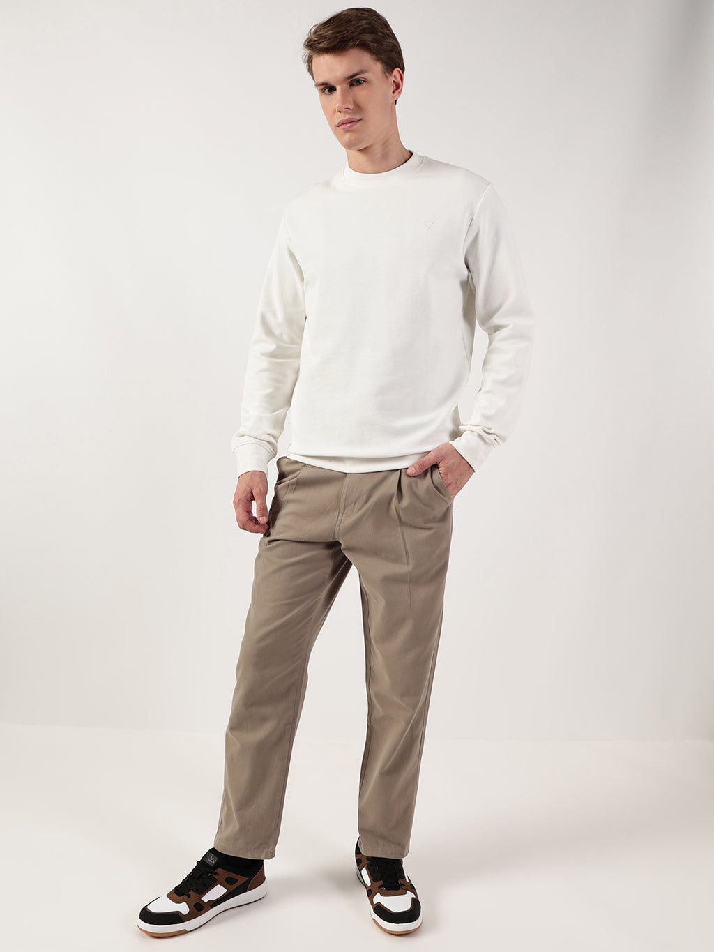 Thomas Scott Men Anti Odour Solid Round Neck Pullover Sweatshirt