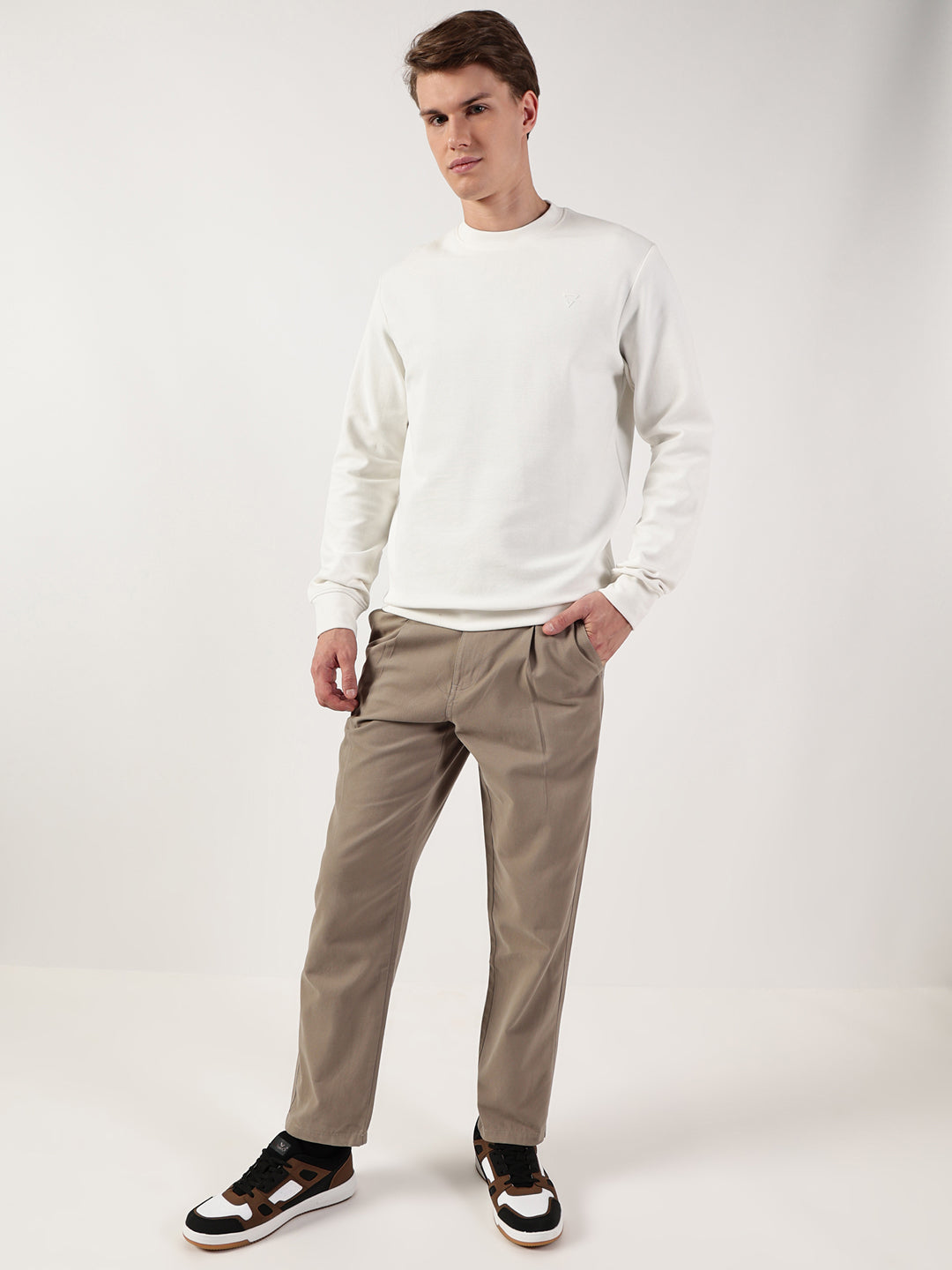 Thomas Scott Men Anti Odour Solid Round Neck Pullover Sweatshirt