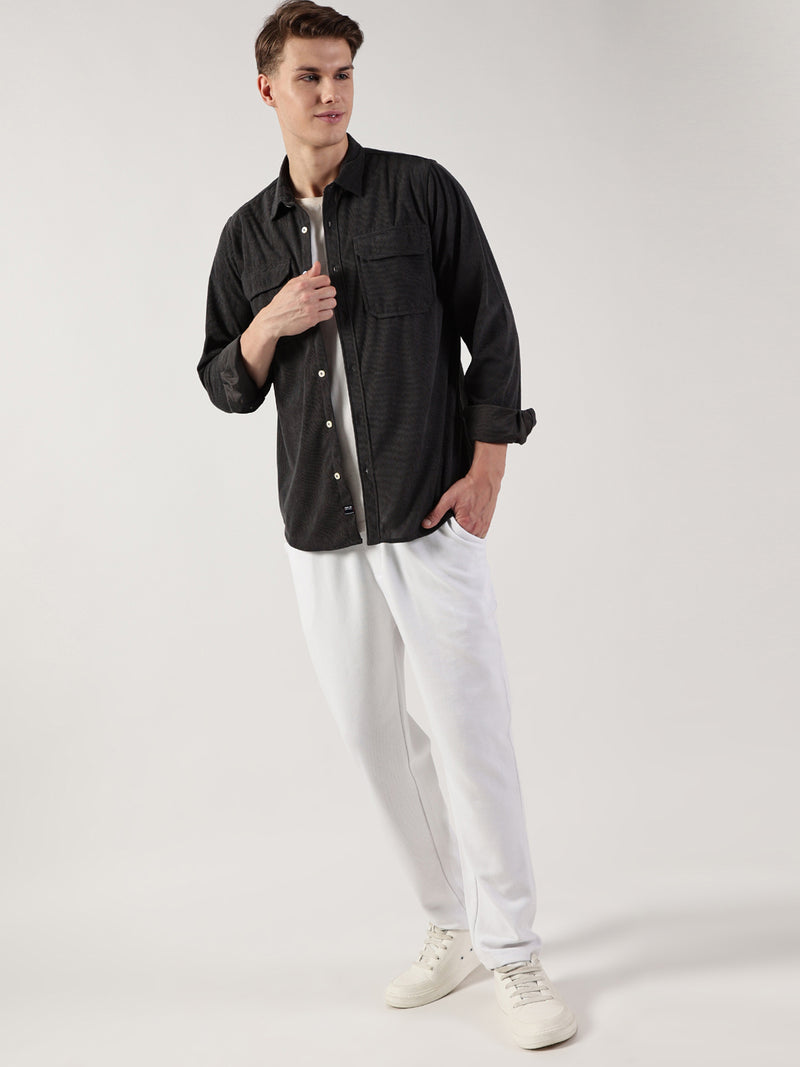 Thomas Scott Men Premium Slim Fit Opaque Corduroy Casual?Shirt