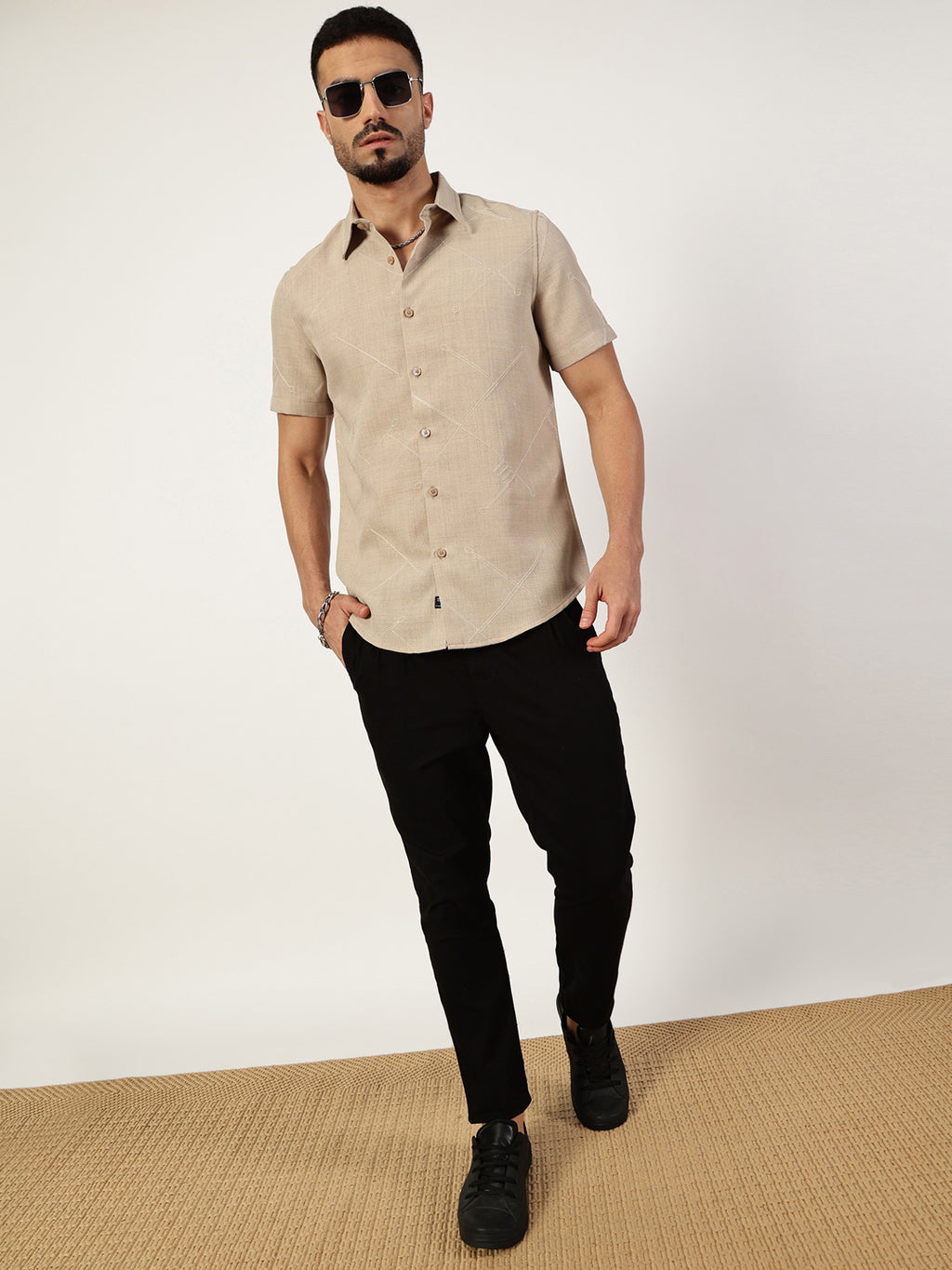 Thomas Scott Men Premium Slim Fit Opaque Casual Shirt