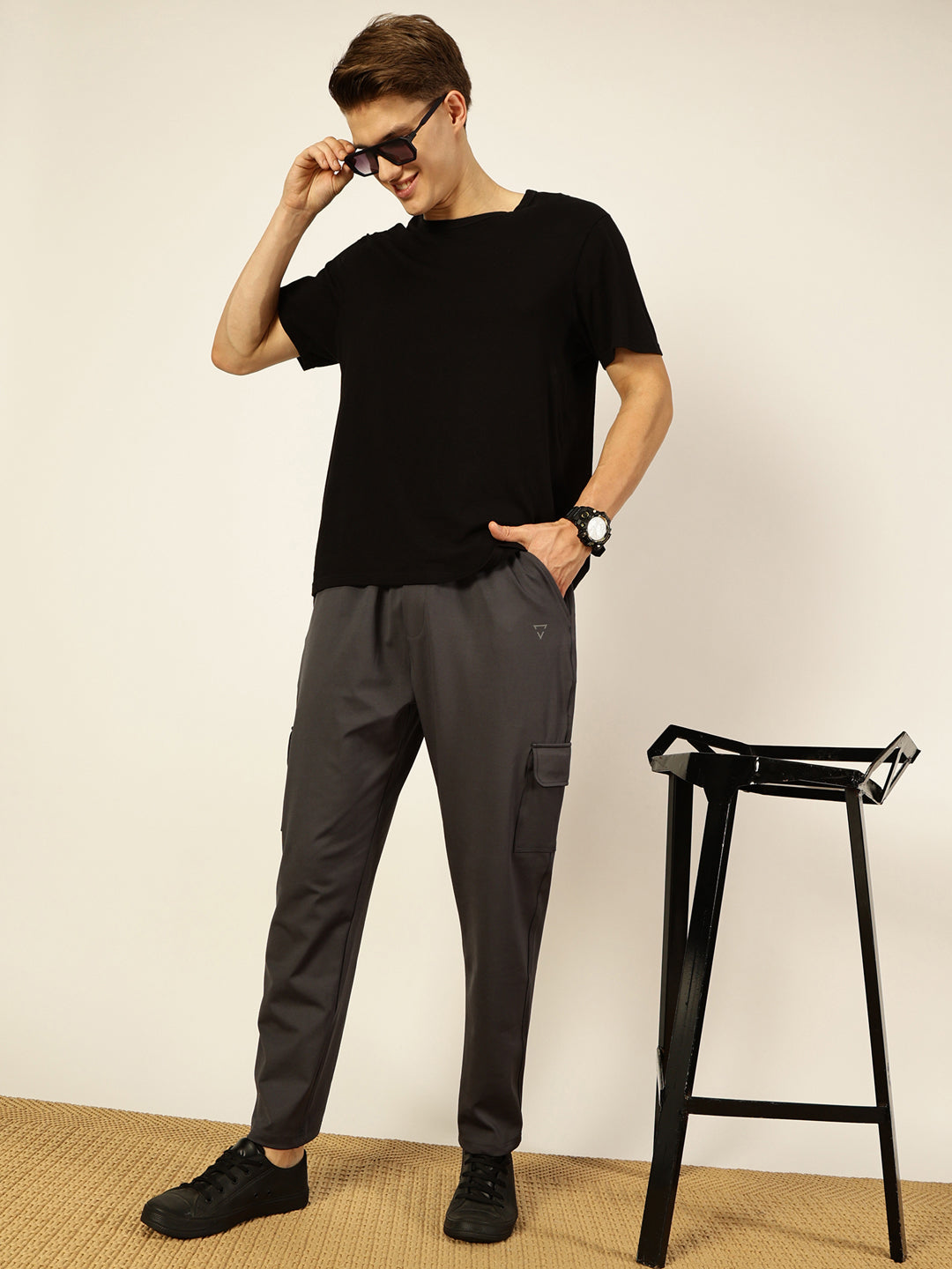 Thomas Scott Men Mid Rise Solid Cotton Track Pants