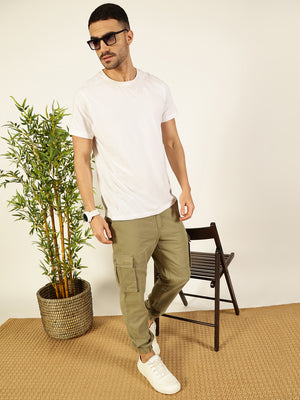 Mint  Classic Regular Fit Easy Wash Cargos Trousers