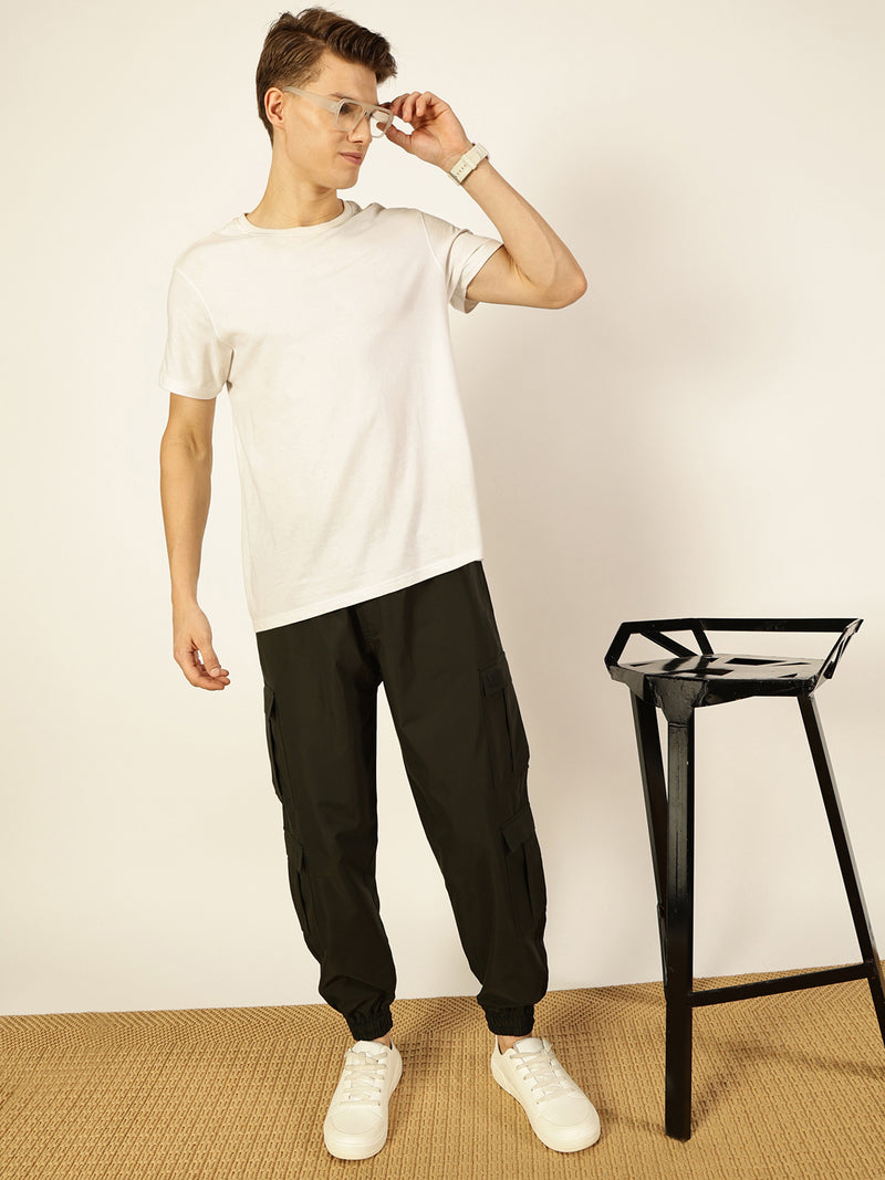 Thomas Scott Men Smart Loose Fit Wrinkle Free Cargo Joggers Trousers