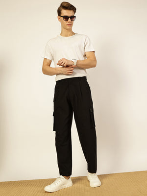 Thomas Scott Men Smart Loose Fit Mid-Rise Easy Wash Pleated Cargos Trousers