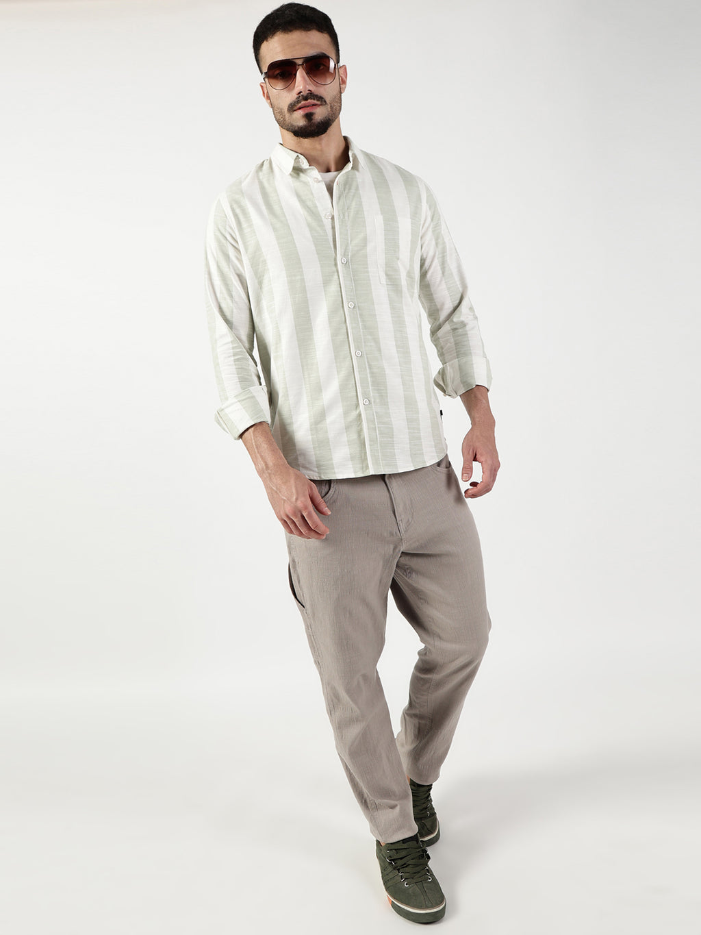 Thomas Scott Men Premium Slim Fit Opaque Striped Casual Shirt