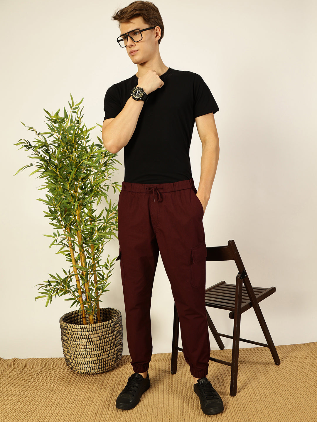 Thomas Scott Men Smart Slim Fit Cargos Trousers