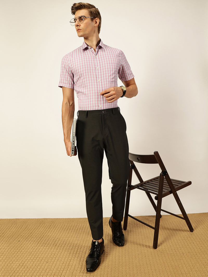 Thomas Scott Men Smart Tartan Checks Opaque Checked Formal Shirt