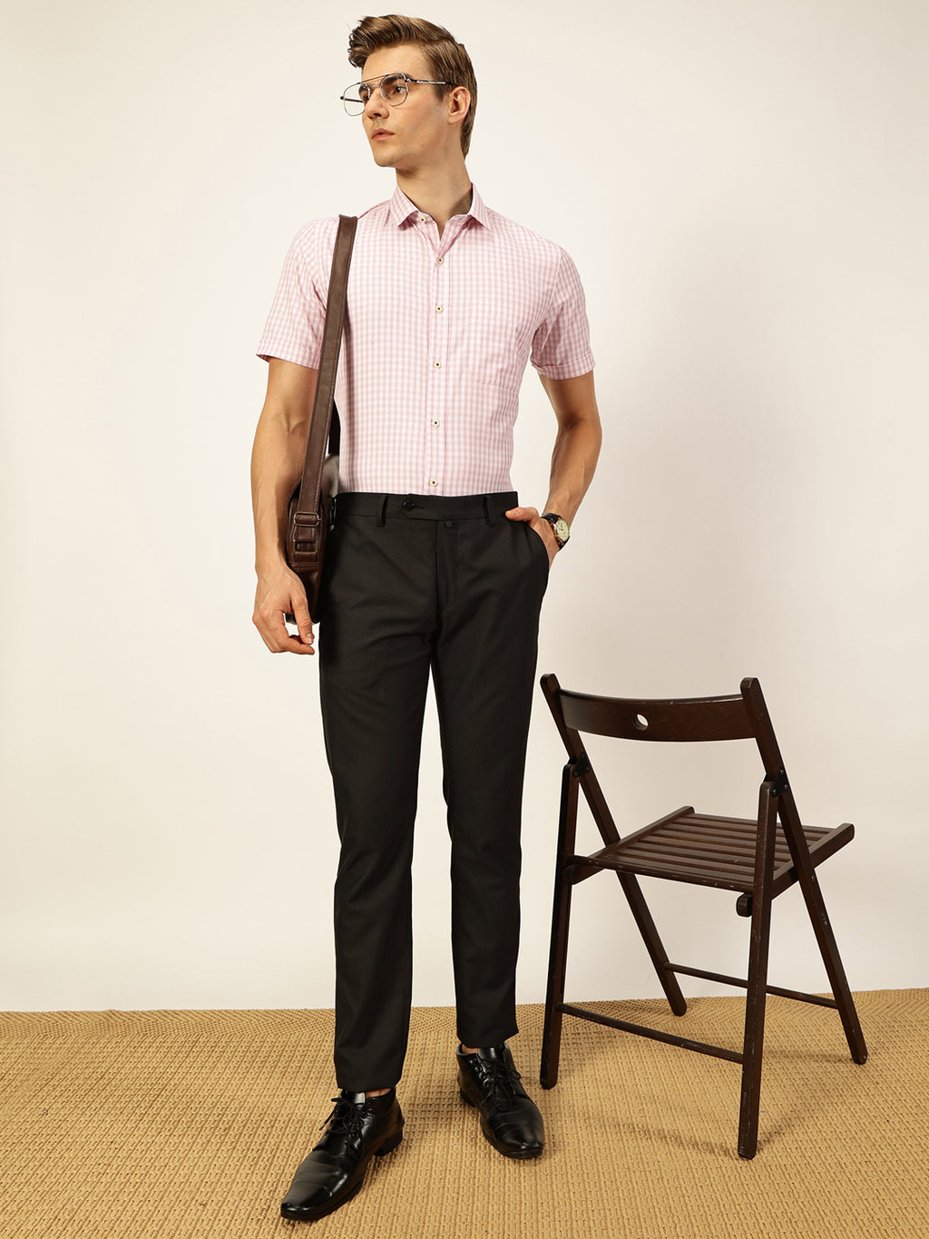 Thomas Scott Men Smart Gingham Checks Opaque Checked Formal Shirt
