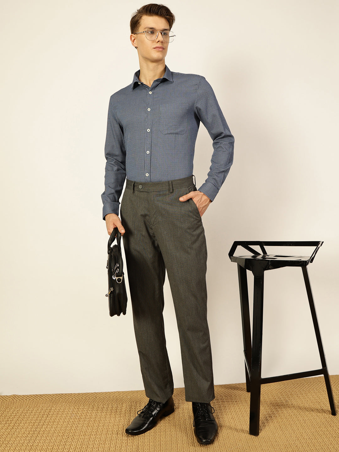 Thomas Scott Men Smart Pinstripes Opaque Striped Formal Shirt